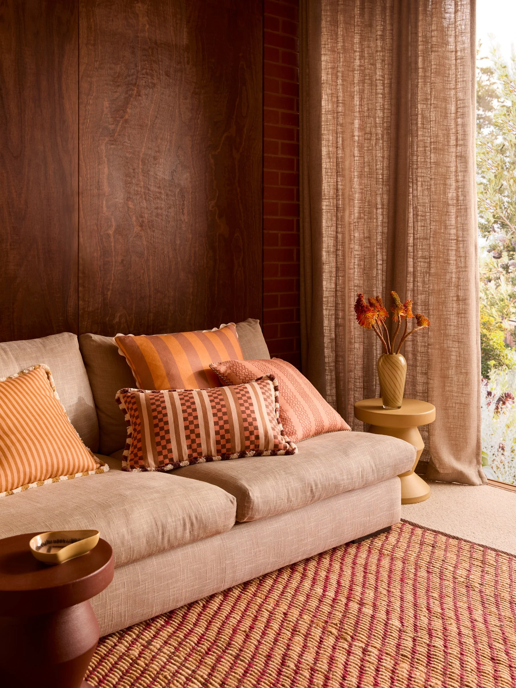 Bold Stripe Peach Cushion - Image 4