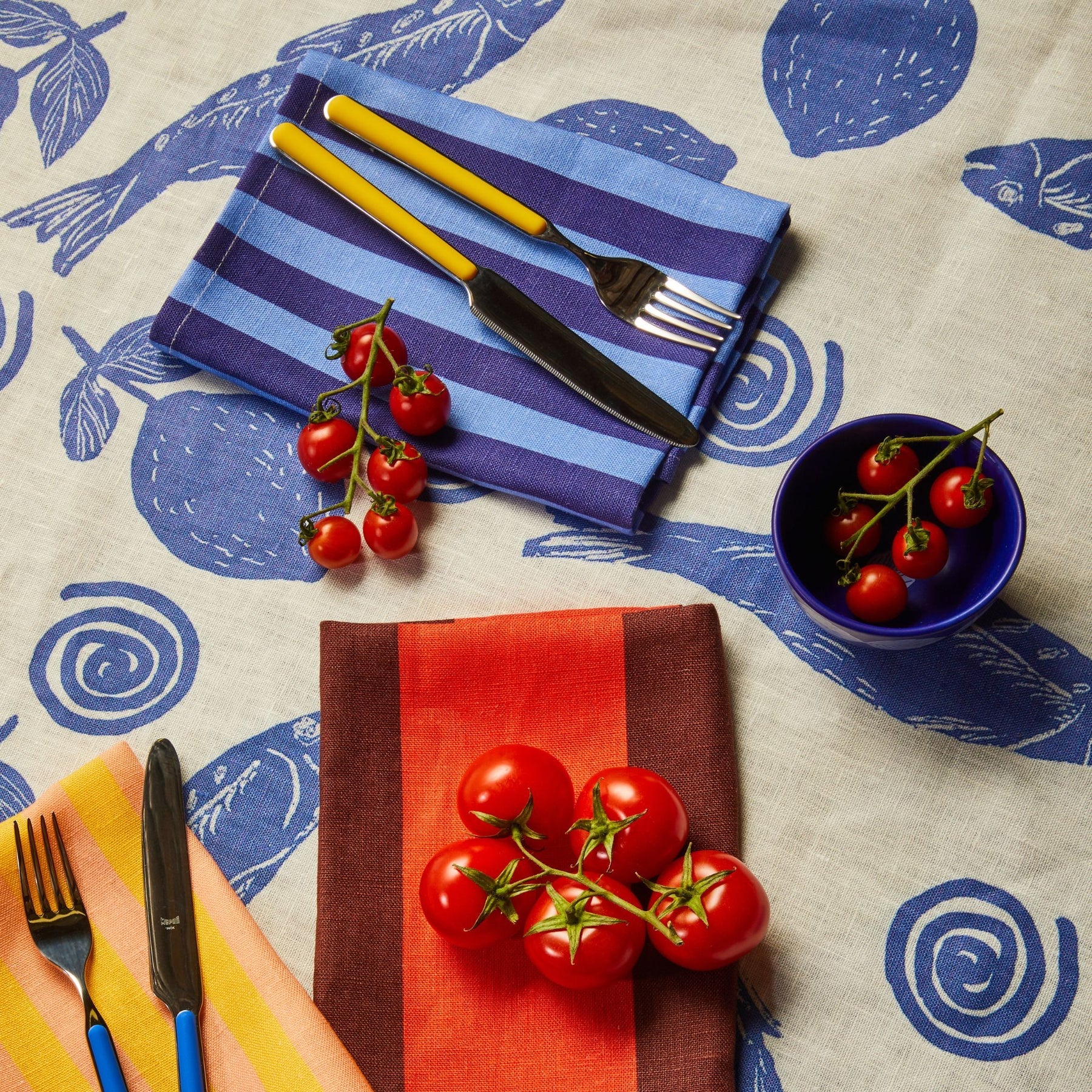 Thin Stripe Blue Napkin Set - Image 3